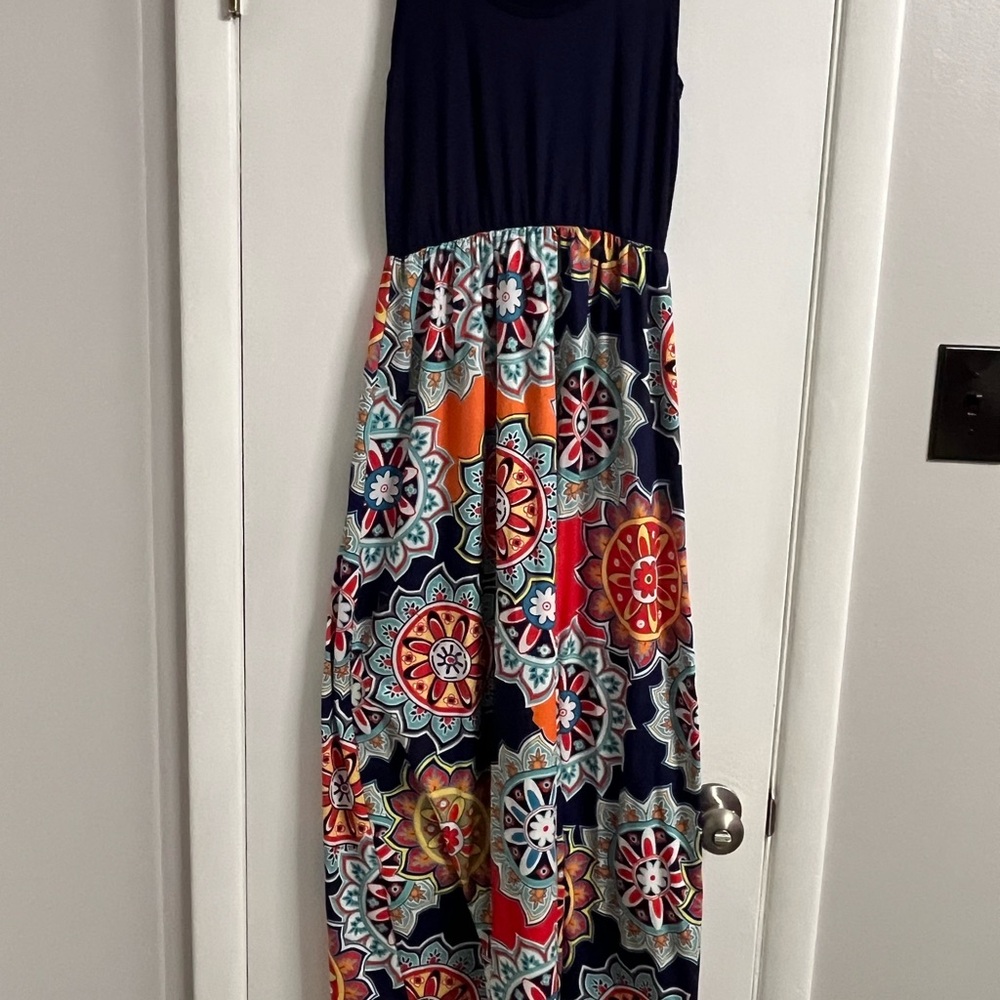 Stylish Navy and Multicolor Maxi Dress